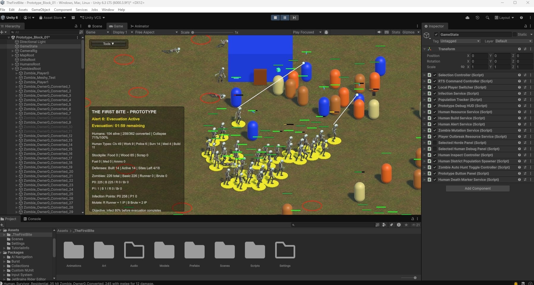 A large zombie horde attacking survivors in The First Bite prototype