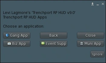 Apps menu in the Trenchport RP HUD