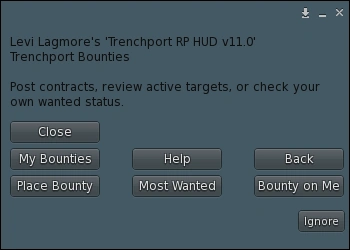 Bounty System menu in the Trenchport RP HUD