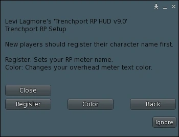 Start / RP Setup menu in the Trenchport RP HUD