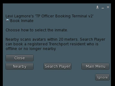 Book Inmate selection menu screenshot
